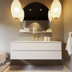 MONDIAZ VICA-DLUX Ensemble meuble de salle de bains - 150cm - meuble bas Talc - 2 tiroirs - lavabo encastré Cloud au milieu - sans trous de robinet - version haute 60cm - Frappe SW1088547