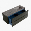 Mondiaz CIRO-DLUX Ensemble de meubles de salle de bains - 130x45x50cm - Plan vasque solid surface Oza - 1 lavabo à droite - 1 trou de robinet - 4 tiroirs - Shadow SW1532634