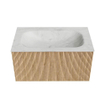 MONDIAZ KURVE-DLUX 80cm Meuble salle de bain - couleur Oak - 1 tiroir - vasque BIG SMALL centre - 1 trou de robinet - couleur Opalo SW1138539