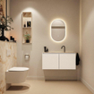 MONDIAZ TURE-DLUX Meuble toilette - 100cm - Talc - EDEN - vasque Frappe - position centrale - 1 trou de robinet SW1102598