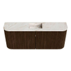 Mondiaz JOYA-DLUX 103.2cm toiletmeubel - ronding links en rechts kleur Walnut - Wastafel FAYE positie Midden Zonder kraangat kleur Frappe. SW1422365