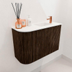 Mondiaz JOYA 61.6cm toiletmeubel - ronding links kleur Walnut - Wastafel FAYE positie Rechts 1 kraangat kleur Talc. SW1421288