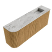 Mondiaz JOYA-DLUX Meuble de salle de bains 101,6cm - arrondi gauche couleur Chêne - Vasque FAYE position Droite Sans trou de robinet couleur Glace SW1422046
