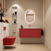 MONDIAZ TURE-DLUX Meuble toilette - 120cm - Fire - EDEN - vasque Glace - position centrale - sans trou de robinet SW1103304