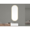 Wiesbaden Nomi spiegel met lijst ovaal met LED, dimbaar en spiegelverwarming 50 x 100 cm geborsteld messing TWEEDEKANS OUT13001