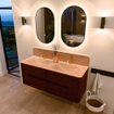 Mondiaz CIRO-DLUX Ensemble de meubles de salle de bains - 130x45x50cm - Plan-vasque solid surface Saba - 2 vasques double - 2 trous de robinetterie - 4 tiroirs - Ruby SW1531980