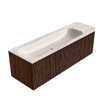 MONDIAZ KURVE-DLUX meuble de salle de bains 145cm arrondi droite couleur noyer avec 1 tiroir et 1 porte. Lavabo BIG LARGE gauche sans trou de robinet Meli. SW1431694