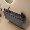 MONDIAZ TURE-DLUX Meuble de toilettes 100 cm Dark Grey. Lavabo EDEN Lava position gauche. Sans trou de robinet. SW1103774