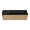 MONDIAZ KURVE 145cm Meuble salle de bain avec module 25 G - couleur Oak - 1 tiroir - 1 porte - vasque BIG LARGE droite - 1 trou de robinet - Urban SW1138412