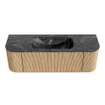 MONDIAZ KURVE-DLUX 140cm Meuble salle de bain avec module 25 G et D - couleur Oak - 1 tiroir - 2 portes - vasque BIG SMALL centre - sans trou de robinet - couleur Lava SW1138161