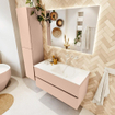 MONDIAZ VICA Ensemble meuble de salle de bains - 100cm - sous-meuble rosee - 2 tiroirs - lavabo cloud à droite - sans trous de robinet - version haute 60cm - talc SW1083288