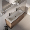 BRAUER Dune Medium Lavabo - 120cm - 1 vasque - 2 trous de robinet - pierre frittée - Ivory Travertin SW1477949