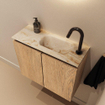 MONDIAZ TURE-DLUX Meuble toilette - 60cm - Washed Oak - EDEN - vasque Frappe - position droite - 1 trou de robinet SW1103083