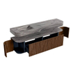 MONDIAZ THOR-DLUX 180cm meuble de salle de bains arrondi gauche + droite couleur Walnut avec 2 tiroirs et 2 portes. Vasque suspendue CLOUD Gauche 1 trou de robinet couleur Sombra. SW1466269