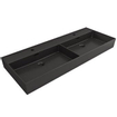 Saniclass Legend Meuble-lavabo - 120x47x13 cm - avec trop-plein - 2 vasques - 2 trous pour robinet gauche et droite - céramique - noir mat SW156419