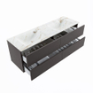 MONDIAZ VICA-DLUX Ensemble meuble de salle de bains - 150cm - meuble bas dark grey - 4 tiroirs - lavabo encastré cloud double - 2 trous de robinet - version haute 60cm - frape SW1088868