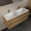 Mondiaz AIVY Ensemble de meuble - 120x45x50cm - 2 trous de robinet - 2 vasques Urban Solid surface - Gauche et droite - 2 tiroirs - sans miroir - Melamine Chai SW892106