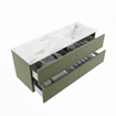 MONDIAZ VICA-DLUX Ensemble meuble de salle de bains - 130cm - meuble bas army - 4 tiroirs - vasque encastrée cloud à droite - sans trous de robinet - version haute 60cm - frape SW1088744