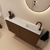 MONDIAZ TURE-DLUX Meuble toilette - 100cm - Rust - EDEN - vasque Opalo - position droite - 1 trou de robinet SW1104514