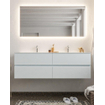 Mondiaz VICA ensemble de meuble de salle de bain - 150cm - meuble sous-vasque argile - 4 tiroirs - lavabo nuage double - 2 trous de robinet - miroir LED - version XL 60cm de haut SW1097974