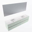 Mondiaz Vica ensemble de meuble de salle de bain - 190cm - meuble sous-vasque greey - 4 tiroirs - lavabo moon double - 2 trous de robinet - couleur talc - miroir LED - version XL 60cm de haut SW1092161