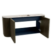 Mondiaz JOYA-DLUX Meuble de salle de bains 93.2cm - arrondis gauche et droite couleur Shadow - Vasque FAYE position Milieu Sans trou de robinet couleur Nata SW1425000