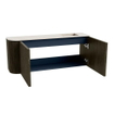 Mondiaz JOYA-DLUX Meuble de salle de bains - 101,6cm - arrondi gauche couleur Shadow - Vasque FAYE position droite 1 trou de robinet couleur Meli. SW1424924