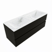 Mondiaz VICA-DLUX ensemble de meuble de salle de bain - 130cm - meuble sous-vasque urban - 2 tiroirs - lavabo encastré cloud double - sans trous de robinet - version haute de 60cm - opalo SW1087783