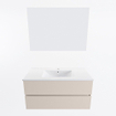 Mondiaz VICA ensemble de meuble de salle de bain - 100cm - meuble sous-vasque lin - 2 tiroirs - lavabo denia milieu - 1 trou de robinet - couleur Blanc Brillant - miroir LED - version XL 60cm haut SW1091947