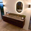 Mondiaz CIRO-DLUX Badkamermeubelset - 180x45x50cm - Solid surface wastafel Sombra - 1 wasbak Rechts - 1 kraangat - 4 lades - Walnut SW1530781