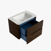 Mondiaz CIRO-DLUX Meuble de salle de bains - 70x45x50cm - Plan vasque solid surface Opalo - 1 vasque centrale - 1 trou de robinet - 2 tiroirs - Noyer SW1530124