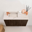 Mondiaz JOYA-DLUX Meuble de toilette 60cm - couleur Walnut - Vasque FAYE position Gauche 1 trou de robinet couleur Nata SW1424470
