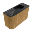 Mondiaz JOYA-DLUX 61.6cm toiletmeubel - ronding links kleur Oak - Wastafel FAYE positie Rechts 1 kraangat kleur Lava. SW1422061