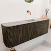Mondiaz JOYA-DLUX Meuble de toilette 123,2cm - arrondis gauche et droite couleur Shadow - Vasque FAYE position Milieu Sans trou de robinet couleur Glace SW1422809