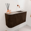 Mondiaz JOYA-DLUX 71.6cm meuble de salle de bains - arrondi gauche couleur Walnut - Vasque FAYE position Droite Sans trou de robinet couleur Oza. SW1424586