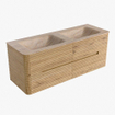Mondiaz CIRO-DLUX Badkamermeubelset - 130x45x50cm - Solid surface wastafel Saba - 2 wasbak Dubbel - zonder kraangaten - 4 lades - Oak SW1531197