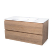 Saniclass Natural Wood Ensemble meuble salle de bain 100x51.5x45.5 avec lavabo en pierre de taille 1 trou de robinet Smoked Oak SW416758