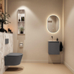 MONDIAZ TURE-DLUX Meuble toilette - 40cm - Dark Grey - EDEN - vasque Glace - position gauche - sans trou de robinet SW1103225