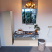 MONDIAZ ALAN - DLUX Ensemble de meuble de salle de bains - 110cm - meuble bas - Linen - 1 tiroir - lavabo suspendu - vasque à droite - 0 trous de robinet - Lava SW808192