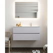 Mondiaz VICA ensemble de meuble de salle de bain - 100cm - meuble sous-vasque cale - 2 tiroirs - lavabo moon droite - 1 trou de robinet - miroir LED - version XL 60cm haut SW1097796