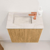 Mondiaz JOYA-DLUX 40cm toiletmeubel - kleur Oak - Wastafel FAYE positie Links 1 kraangat kleur Ostra. SW1409100