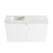 MONDIAZ TURE-DLUX Meuble toilette - 80cm - Talc - EDEN - vasque Ostra - position gauche - sans trou de robinet SW1104639