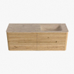 Mondiaz CIRO-DLUX Badkamermeubelset - 140x45x50cm - Solid surface wastafel Arena - 1 wasbak Rechts - zonder kraangaten - 4 lades - Oak SW1531336