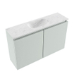 MONDIAZ TURE-DLUX Meuble toilette - 80cm - Greey - EDEN - vasque Opalo - position centrale - sans trou de robinet SW1104306