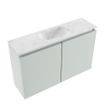 MONDIAZ TURE-DLUX meuble WC 80cm Greey. EDEN lavabo Opalo position milieu. Sans trou de robinet. SW1104306