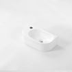 QeramiQ Fuente Ensemble de Lavabo - 40x21.5x12cm - gauche - strié - demi-rond - 1 trou de robinet - céramique - ensemble de robinet en cuivre brossé - bouchon de vidange - siphon abaissé - blanc mat SW1233040