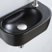 Fugaflow Efficiente Pietra Ensemble lave-mains - 40x21.5x12cm - droit - lisse - semi-circulaire - 1 trou de robinet - céramique - robinet lave-mains inox brossé - bonde - siphon abaissé - noir mat SW1442370