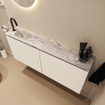MONDIAZ TURE-DLUX Meuble toilette - 120cm - Talc - EDEN - vasque Glace - position gauche - 1 trou de robinet SW1103100