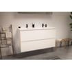 Nemo Go Ensemble de meuble - 120x65x45.5cm - 2 tiroirs - sans poignée - 2 vasque Blanc brillant - 2 trous de robinet - avec armoire toilette - MDF standard white SW911667