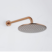 Fortifura Calvi Inbouw Regendoucheset - thermostatisch - wandarm - 30cm hoofddouche - ronde handdouche - gladde doucheslang - Geborsteld koper PVD (Koper) SW1412113